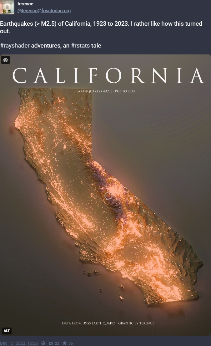 \label{fig:visualization-example-6} Example of visualization: Earthquakes in California